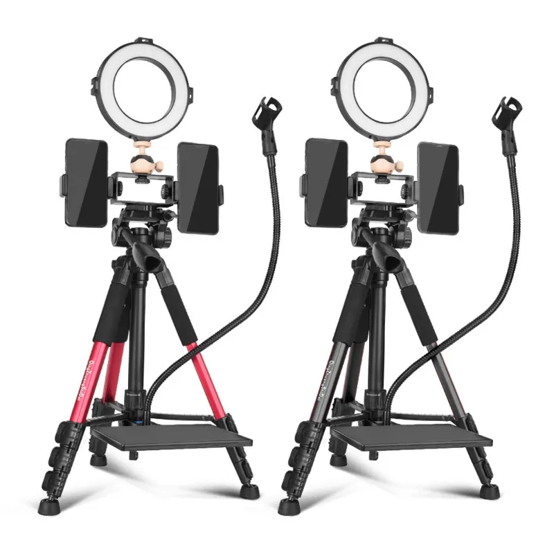 Professional Live Stream Phone Tripod with Ring Light Phone Holder