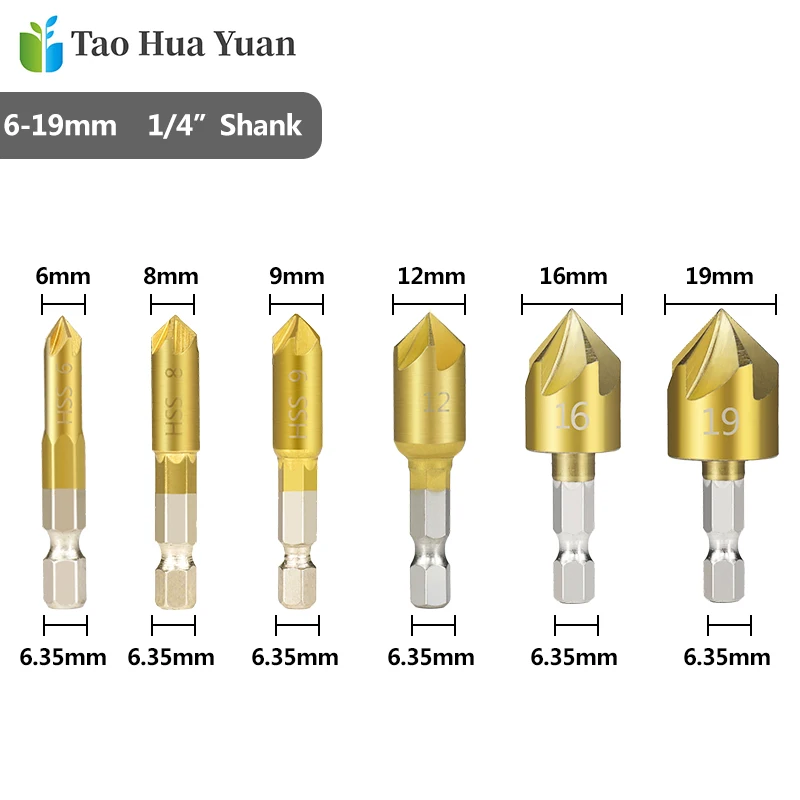 XCAN_Hex_Shank_Countersink_Drill_Bit_6_19mm_Set_Titanium_Coated_5_Flute_Hole_Drill_90 (3)