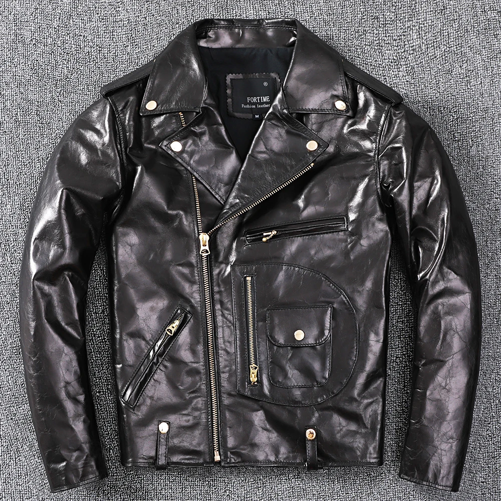 

Classical J-24 0.9mm Hard Crystal Tanned Sheepskin Vintage Motorcycle Top Quality Leather Jacket Men Spring Genuine Leather Coat