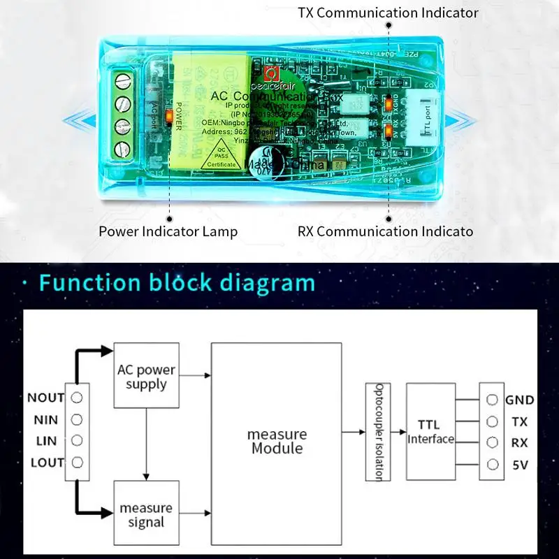 3,0 Версия ttl Modbus-RTU Мощность измеритель влажности Измеритель kwh Однофазное реле 100A Электрический Вольт Ампер частота измеритель мощности