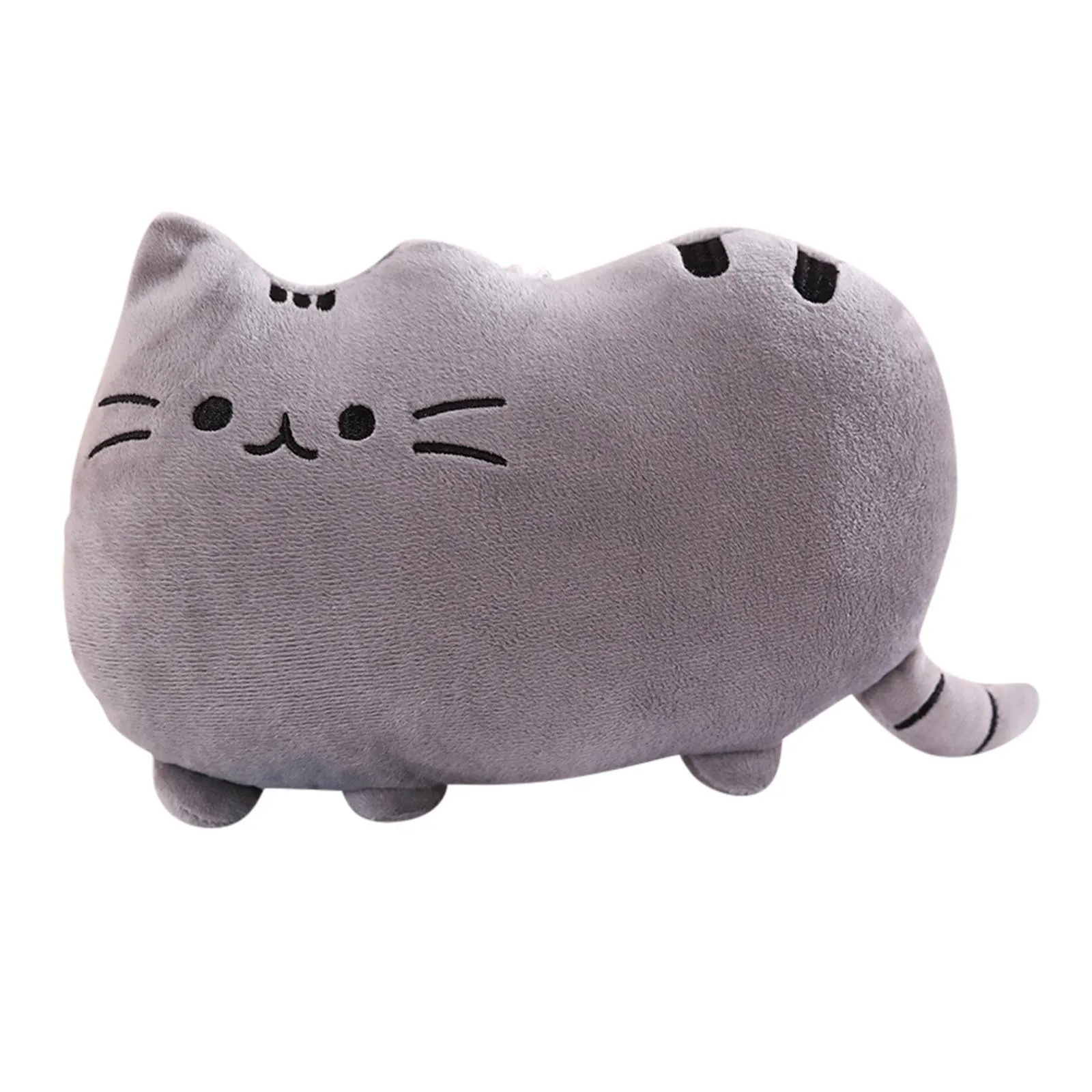 Almohada de felpa suave con forma de gato para decoración del hogar, cojín de Color sólido para dormir, para sofá, regalo de navidad