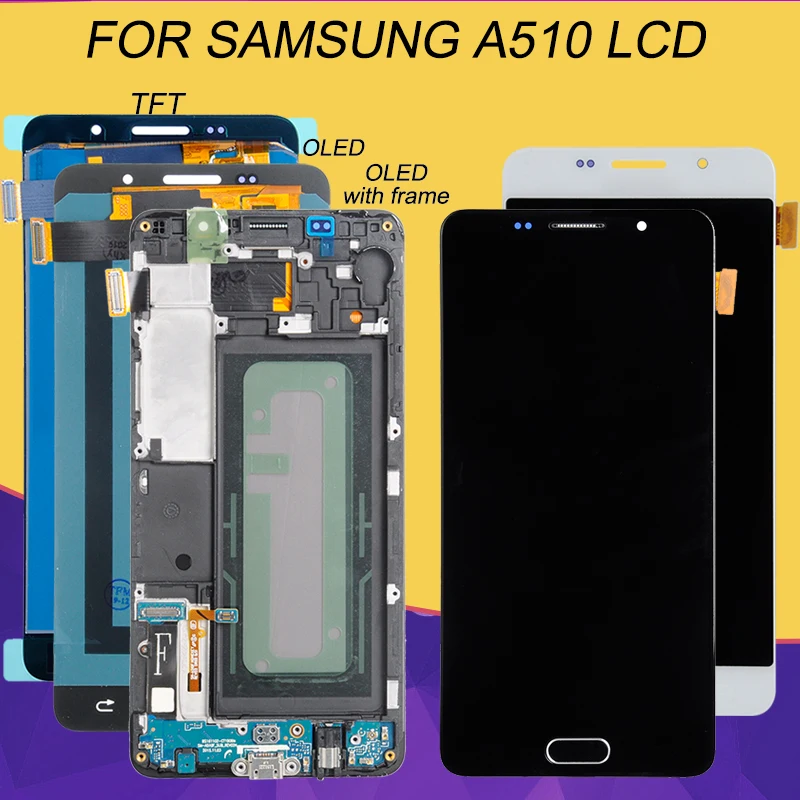 Dinamico Amoled для samsung Galaxy A5 lcd A510 дисплей кодирующий преобразователь сенсорного экрана в сборе A510M A510M/DS A510F дисплей