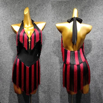 

2020 New Latin Dance Dress Sexy Sleeveless Fringed Dresses Ladies Rumba Cha Cha Samba Dancewear Performance Clothing DN5200