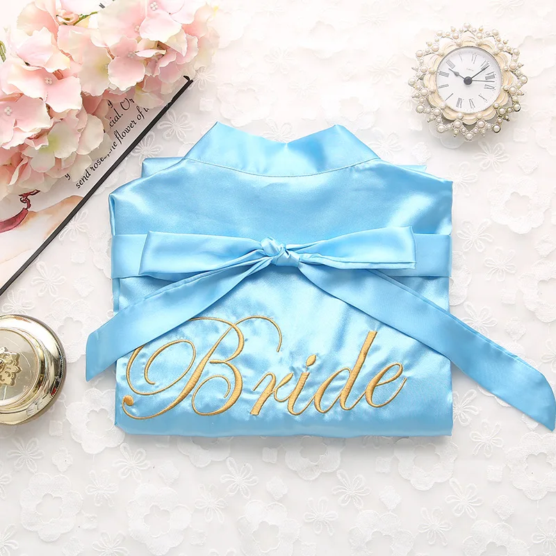 White Rayon Bridesmaid Bride Robe Sexy Women Embroidery Wedding Kimono Robes Sleepwear Nightgown Dress Woman Bathrobe Pajamas