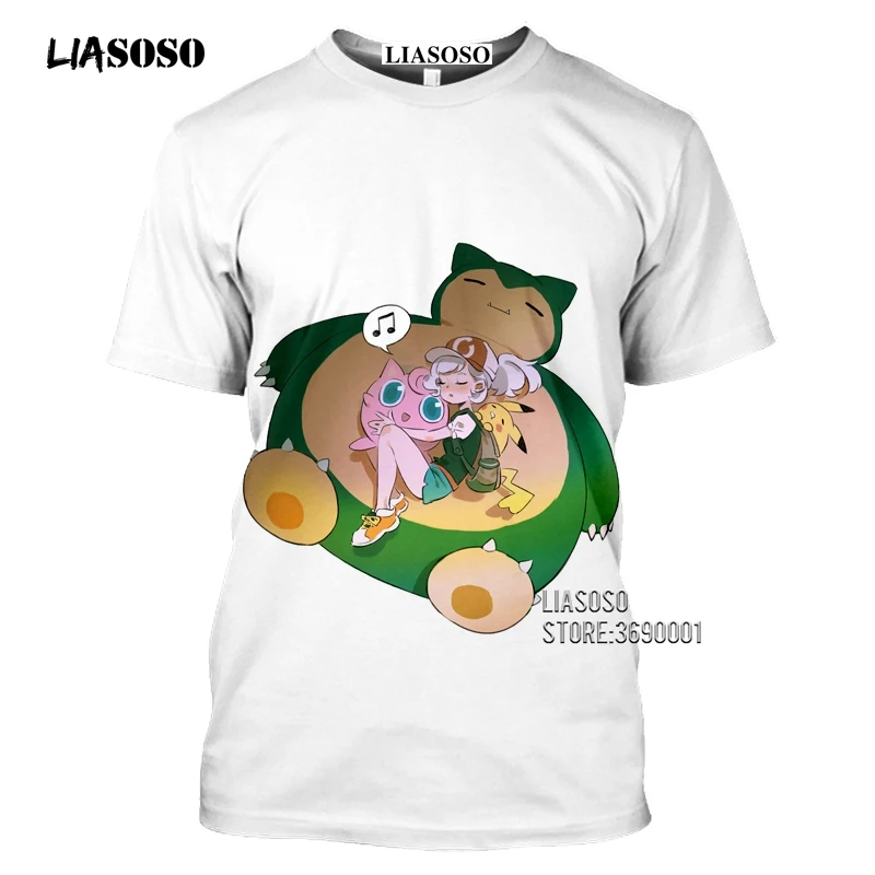 Japan Cartoon Snorlax T shirts Men 3D Print Kawaii Pokemon Tshirt Summer Casual Harajuku Shirt Fitness Hip Hop Tops Streetwear (9)