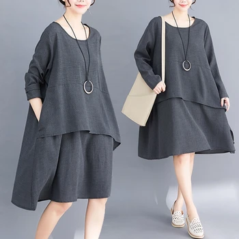 

6588# Autumn Irregular Patchwork Long Sleeve Maternity Dress Plus Size Loose Clothes for Pregnant Women Spring Fall Pregnancy
