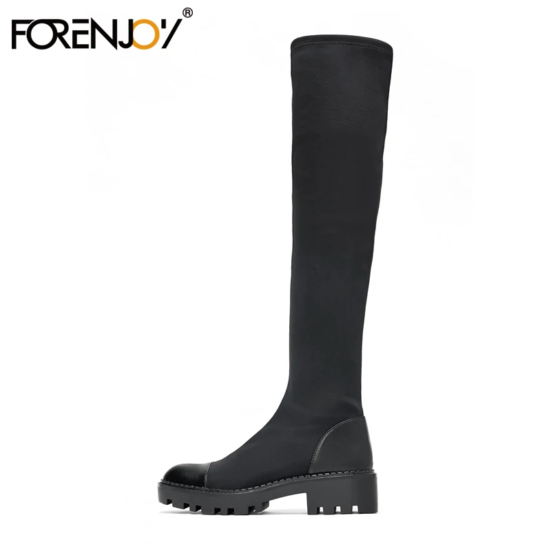FORENJOY/Женская обувь сапоги до бедра узкие из искусственной замши сезон осень-зима
