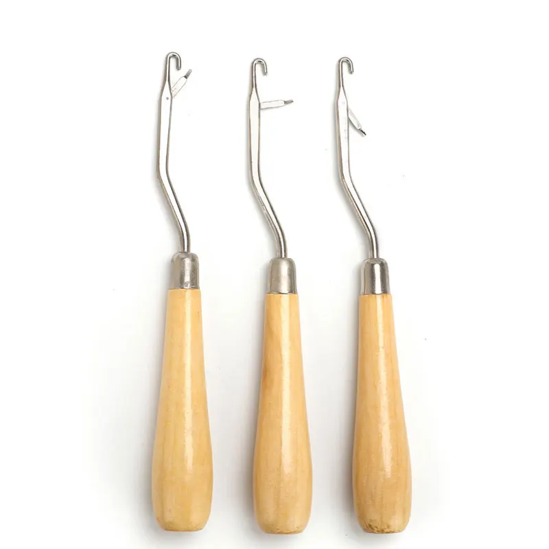 Looen 1 Piece Wood Bent Latch Crochet Hook For Knitting Hair Extension Weave Crochet Needles DIY Needle Arts Craft Sewing Tools (2)
