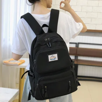 

DIFA Vertical zipper Women Backpack Insert buckle waterproof nylon Student backpacks Schoolbag for teenage girls Travel Mochila