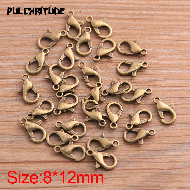 Jewelry Making Accessories Jewelry Making Supplies Jewelry Making Findings Lobster Clasps 50pcs 8*12mm 9 Color Lobster Clasp Hooks for DIY Necklace Bracelet Chain Fashion Jewelry Making Findings