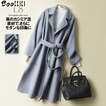 

Boollili 2020 Autumn Wool Coat Female Korean Long Jacket Women Overcoat Cashmere Ladies Coats Abrigos Mujer Elegante