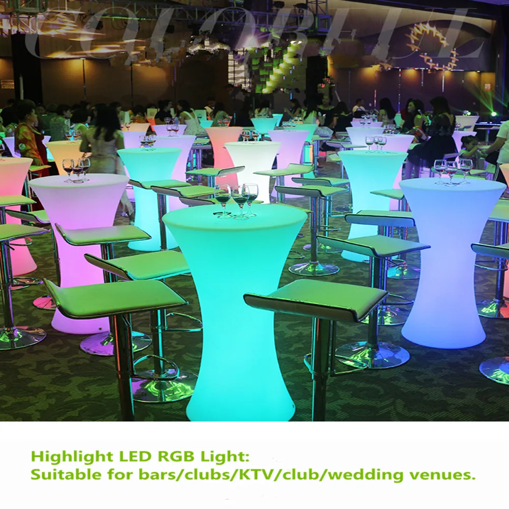 110CM Height LED Illuminated Cocktail Table Lighted Up Bar Tables Plastic Coffee Table Commercial Furniture Suppies images - 6