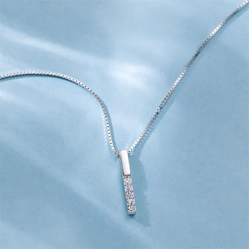 silver color Louleur 925 пробы Серебряное ожерелье с цирконом вертикальная полоса скользящая романтическая Подвеска Ожерелье для женщин свадебные подарки на день рождения - Цвет камня: silver color
