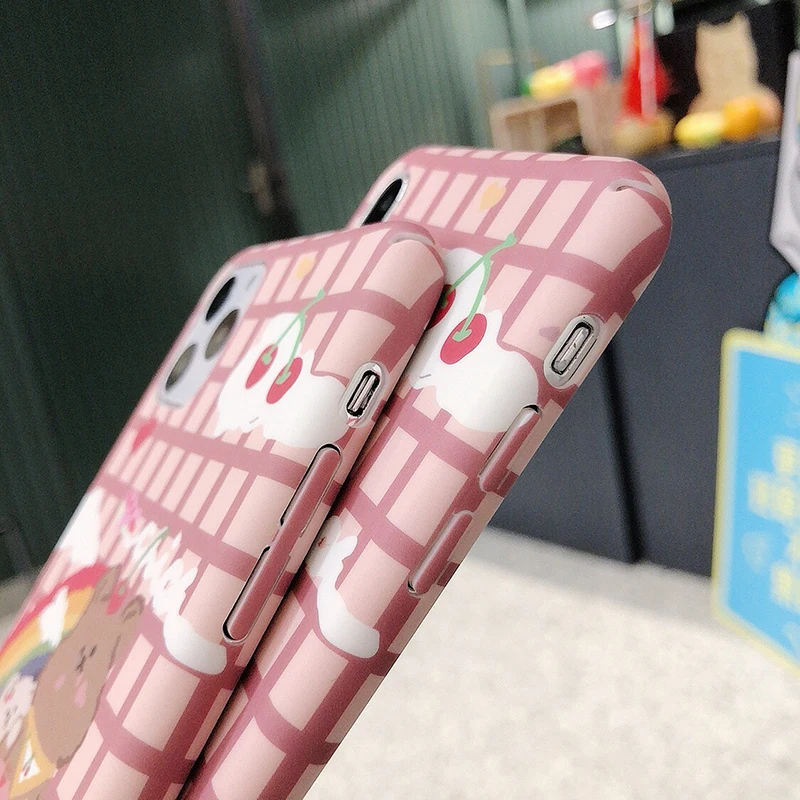Жесткие чехлы для телефонов с мультяшным радужным медведем для iphone 11 Pro X 7 6 6S 8 Plus, матовая задняя крышка для iphone 11 Pro XS, чехол для MAX XR, чехлы