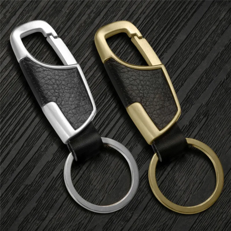 New Men Creative Metal Leather Key Chain Ring Keyfob Car Keyring Keychain Gift