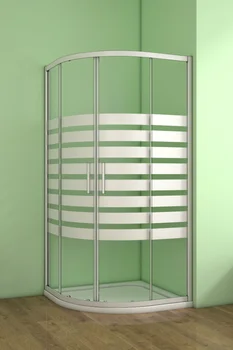 

Semi-circular screen printed sliding screens with 5mm matte gray frame for shower 90x90x185cm