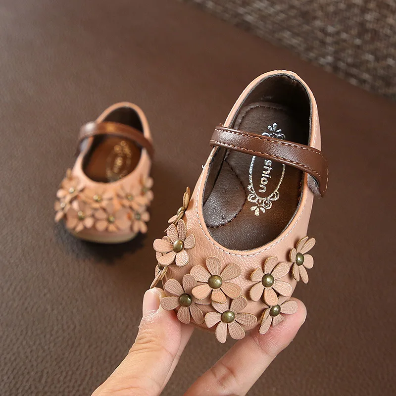 

Baby Flower Shoes Girls 1-3 Year Old Princess Shoes Children Non-slip Soft Bottom Leather Shoes Baby Toddler Shoes