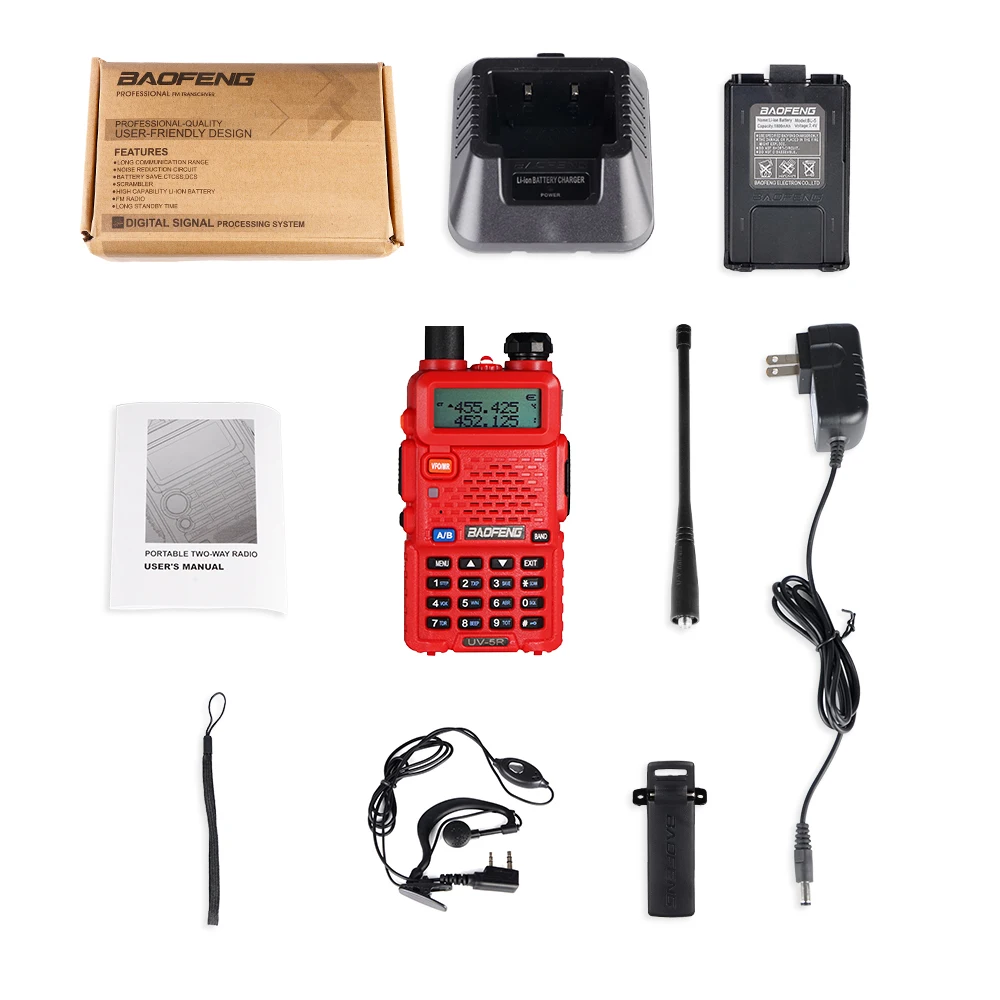 Red With Box Baofeng UV 5R рация портативная CB радиостанция Двухдиапазонная UHF VHF охотничья радиостанция 5 Вт HF трансивер UV5R двухстороннее радио - Цвет: Red With Box