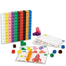 Cubes de construction pour bébé, graphiques et liens mathématiques 10 couleurs, Cubes de comptage géométriques, blocs instantanés, Kit de construction, jouet éducatif préscolaire pour enfants