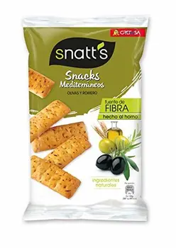 

Grefusa - Snatt's | Snacks Mediterráneos - Palitos de Pan con olivas y romero - 110 gr - 5 Paquetes (550 gr)