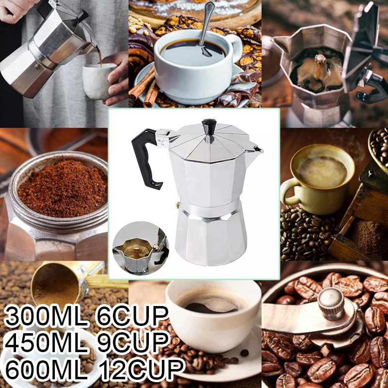 Нержавеющая сталь Moka эспрессо Кофе заварочный чайник кофеварка плите 6/9/12 чашек