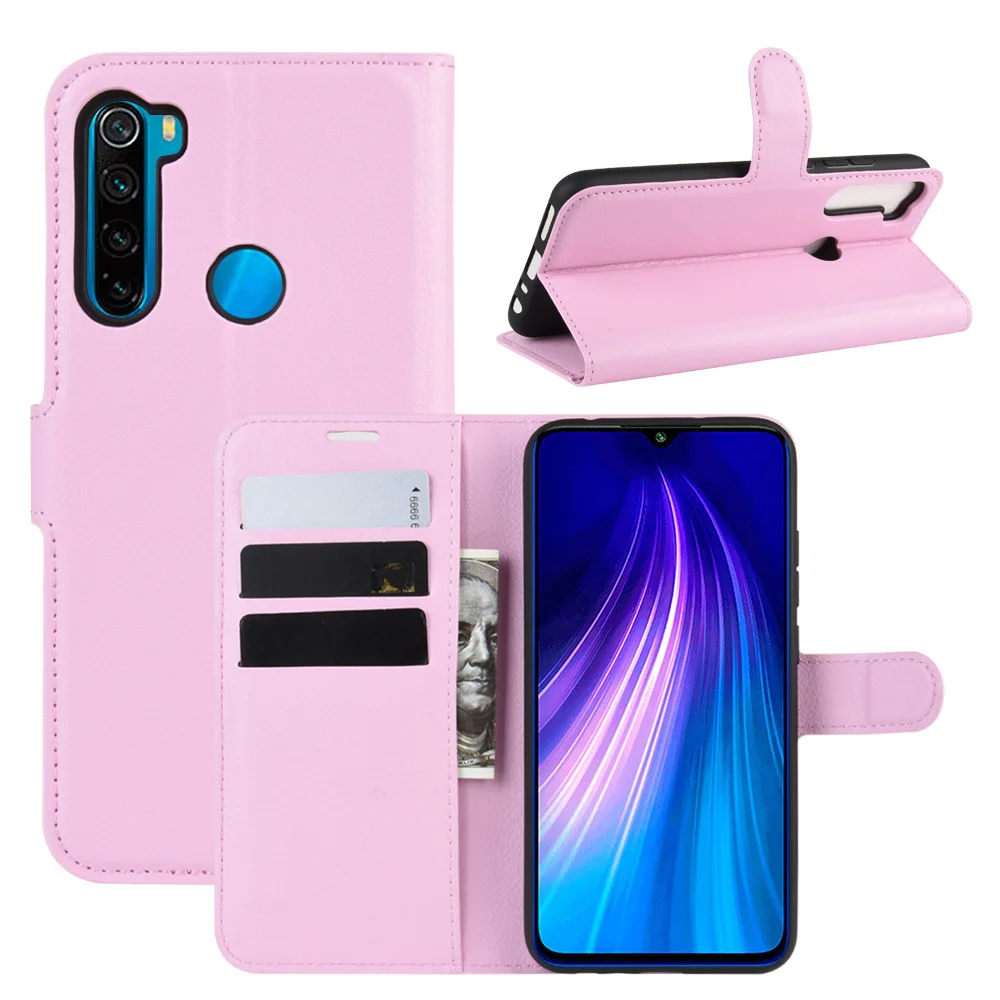 Розовый Для Xiaomi Redmi Note 8 T Чехол Флип кожаный бумажник чехол держатель для карт Телефон Coque черный чехол-книжка для Xiaomi Redmi Note 8 T Capa - Цвет: Розовый