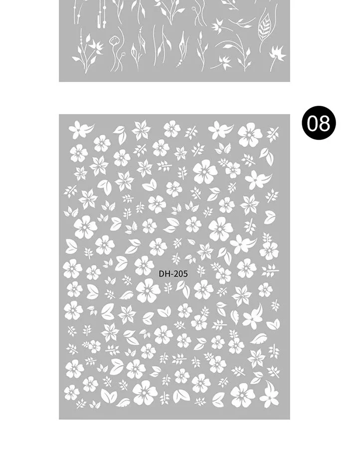1 Sheet 3D Nail Stickers Self-adhesive Stripe Shape Flowers Element Mixed Patterns Transfer Decals Nail Decoration for Nail Art