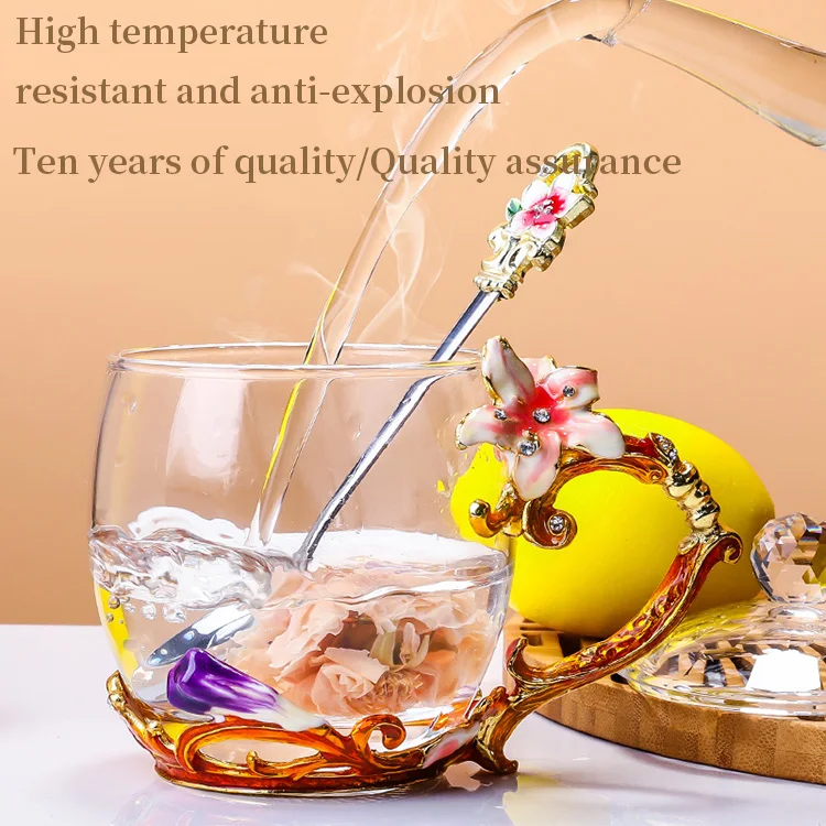 ZISI Специальное предложение в европейском стиле стеклянная чашка с эмалью для чая