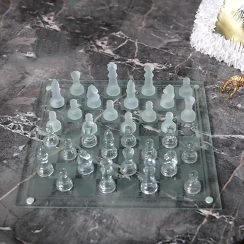 

Home Decor Accessories Nordic Abstract Crystal Checkerboard Creative Figurine Living Room Ornament Objects Glass Sculpture Gifts