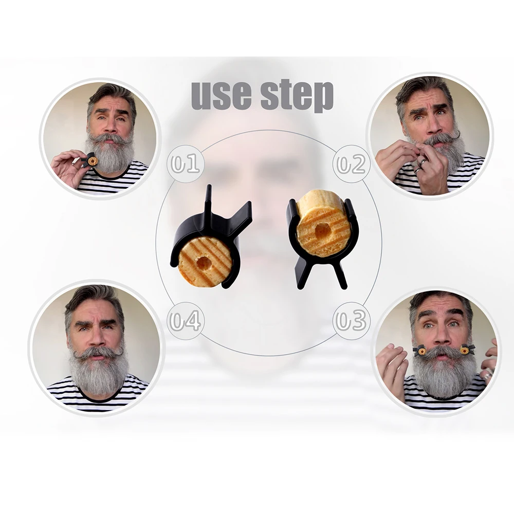 

Wood Silica Gel Handlebar Moustache Training Wheels For Men Salon Mustache Styling Template for Beard Shaping Trimming Tool