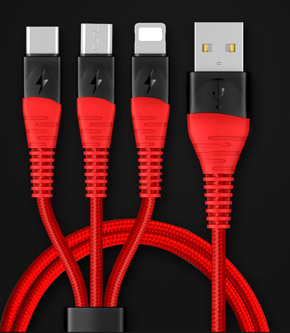 ACCEZZ 3 в 1 USB кабель зарядного устройства Micro USB 8Pin type C для iPhone 7 8 X Plus Xiaomi samsung huawei данные андроида шнур синхронизации 1 м 2 м