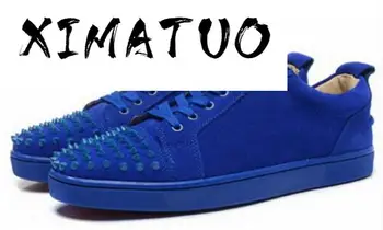 

Fashion Luxury Spikes Men Shoes Rivets Casual Suede Platform Sneakers Mens Low-Top Lace-up High Quality Motorcycle Shoe