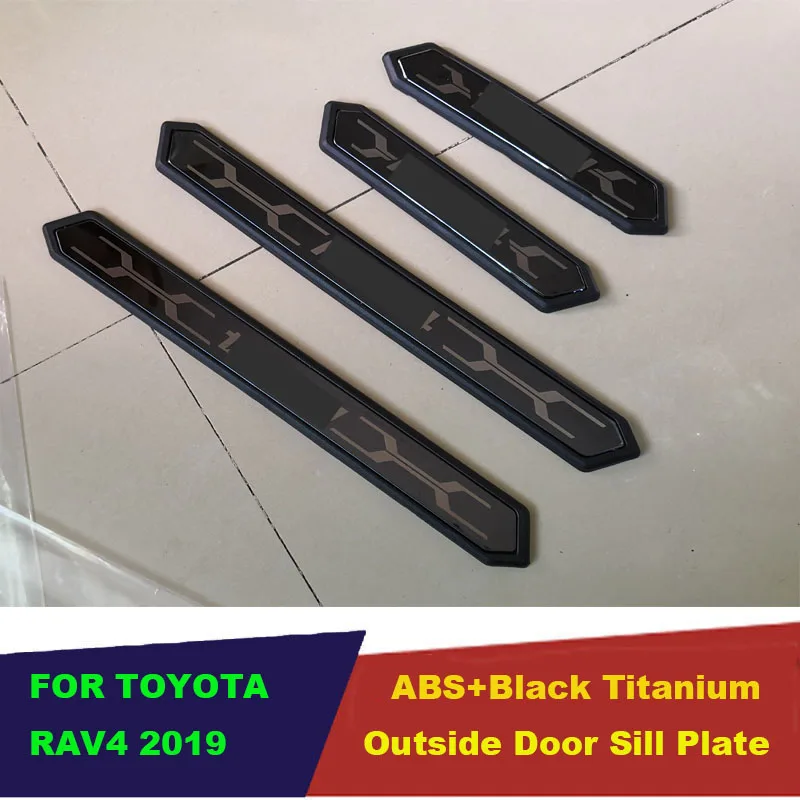 UBLUEE Accessories ABS+Black Titanium Outside Door Sill Scuff Plate Pedal Trims Protector For Toyota RAV4 2019 2020 adventure