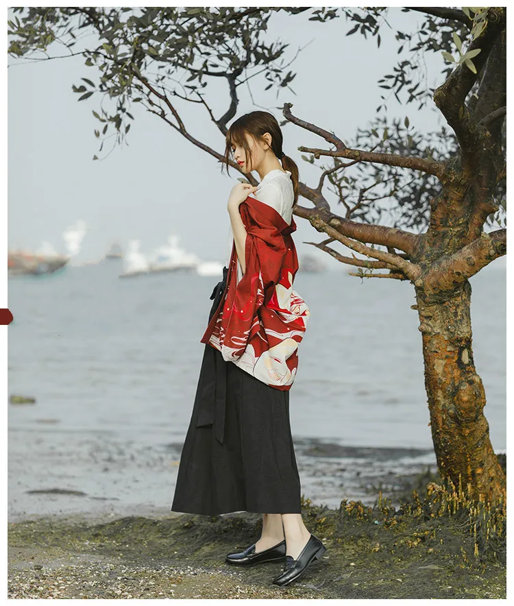 Кимоно Feminino кардиган японская одежда кимоно блузки в богемном стиле Женщины новое ощущение одежда Femme длинный Косплей Аниме Mujer пояс