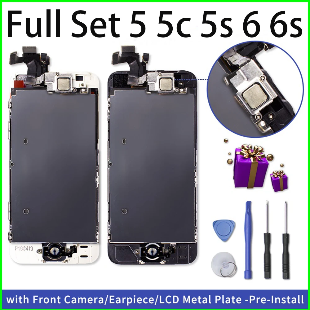 

Full Assembly Pantalla LCD Display for iPhone 5 5c 5s SE 6s 6 3D Touch Screen Digitizer Replacement with Front Camera + Earphone