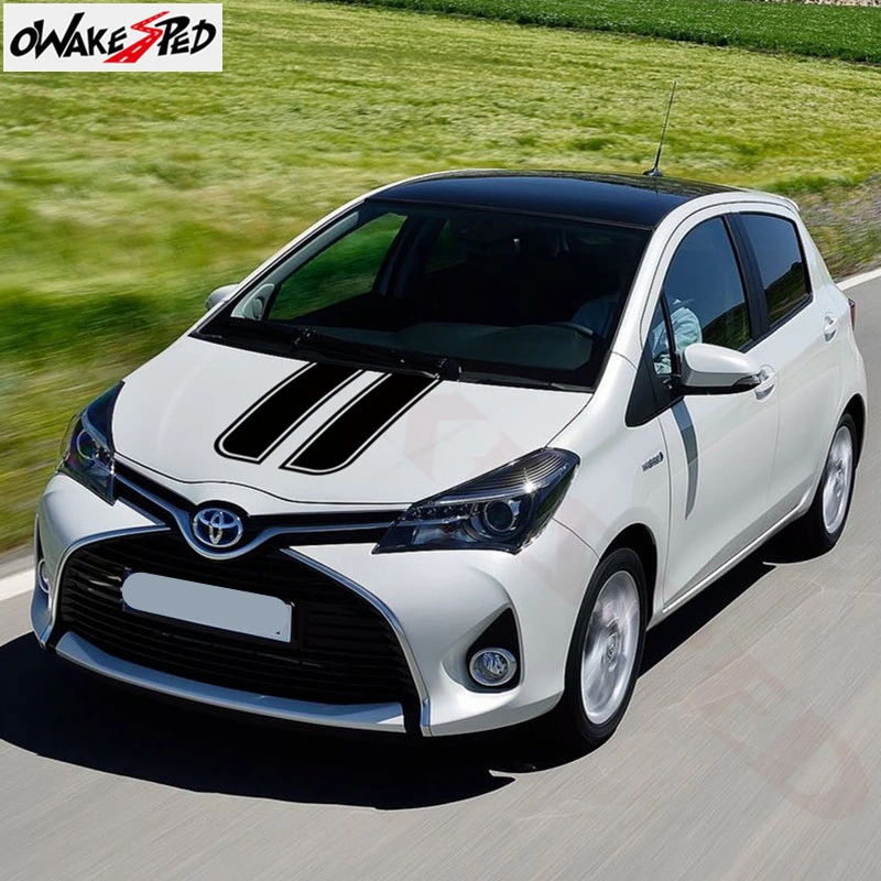 Car Stripes Sport Styling Sticker Auto Hood Cover Engine Bonnet Decor Stickers Vinyl Body Decals For Toyota Yaris | Автомобили и