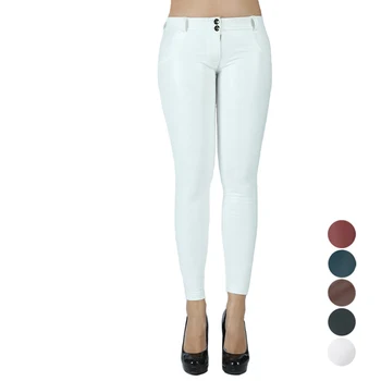 

Melody White Leather Jeans Pants Warm Winter Middle Waist Skinny Full Length Warm Winter Soft Womens Clothing Push Up Leggings