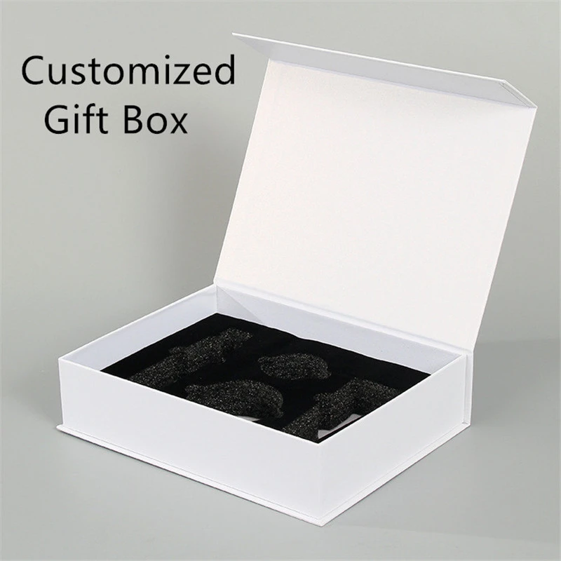 Cajas de papel blanco personalizadas, caja de regalo boda con logotipo de lámina caliente, cajas rígidas magnéticas con incrustada|Envoltorios y bolsas de regalo| -