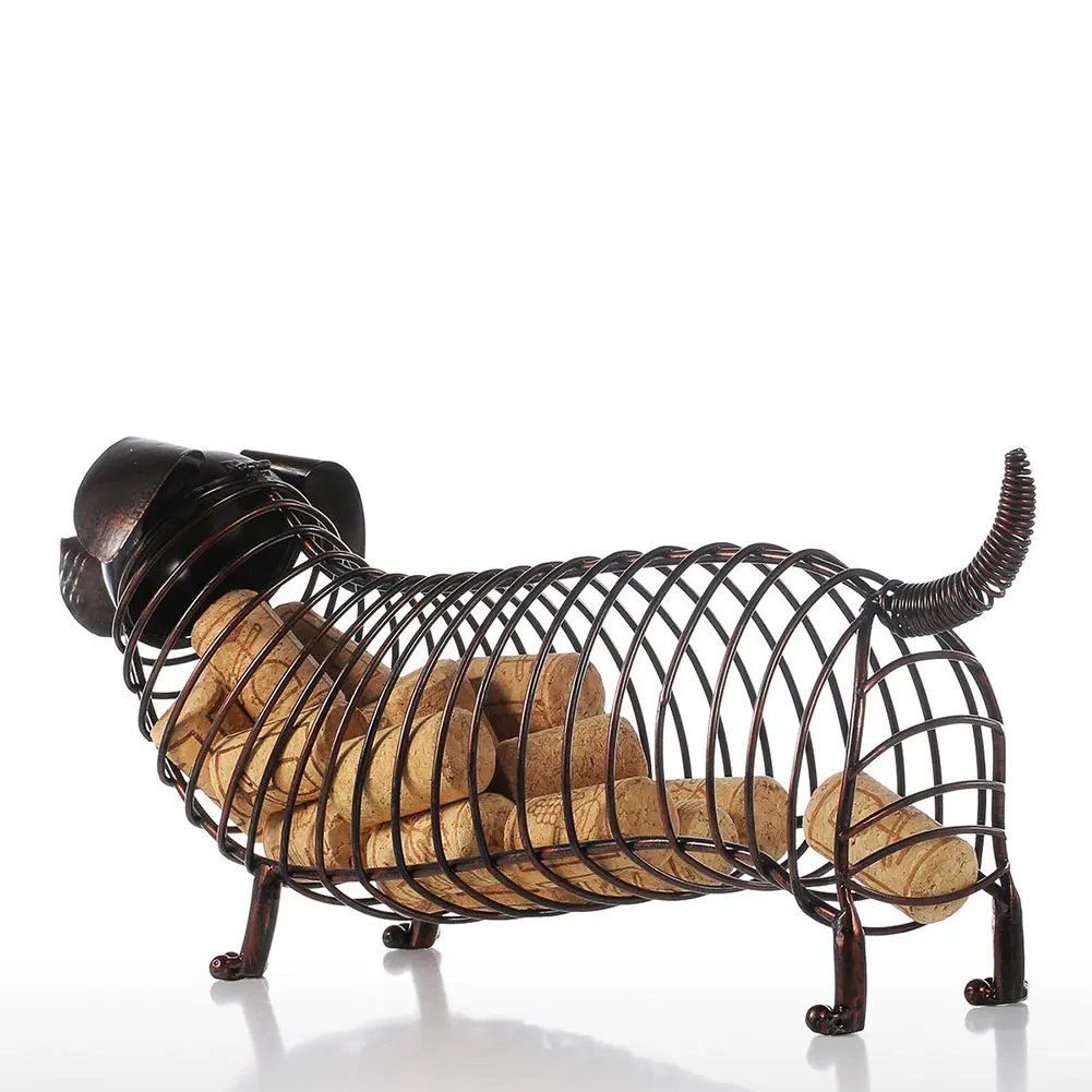 

Delicate Container Dachshund Cork Holder Accessories Animal Ornament Hallowed Out Bottle Craft Home Table Iron Gift Practical