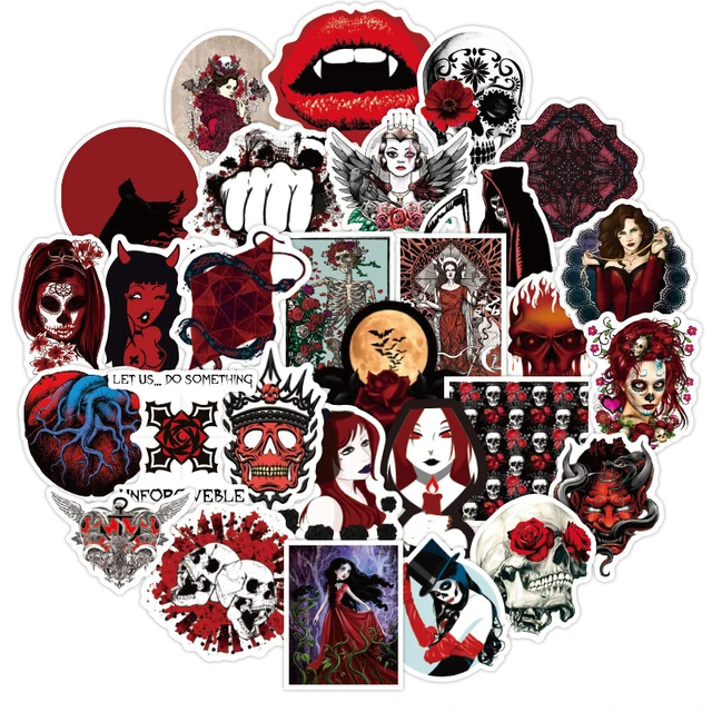 Horror Stickers 50 Pcs Goth Stickers Aesthetic Red Spooky Stickers for  Adults Teens Girls Graffiti Cool Stickers for Skateboard Laptops Luggage