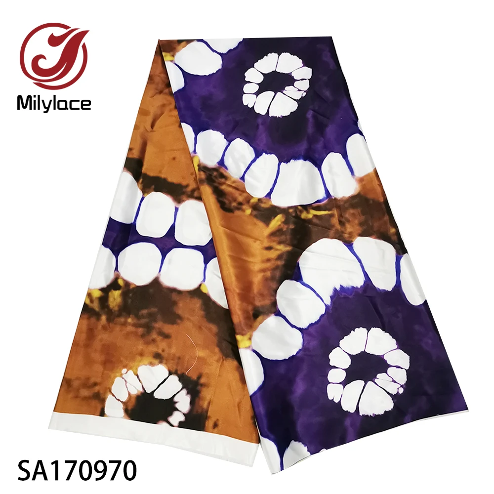 Последняя африканская печать Анкара Атласная Ткань 5 ярдов модная цифровая восковая печать шелковая атласная ткань для одежды SA170970-77