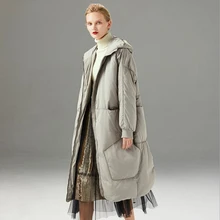 Стиль, длинные женские пуховики, женские зимние толстые черные пуховые пальто, теплая свободная одежда больших размеров, женские пальто с капюшоном