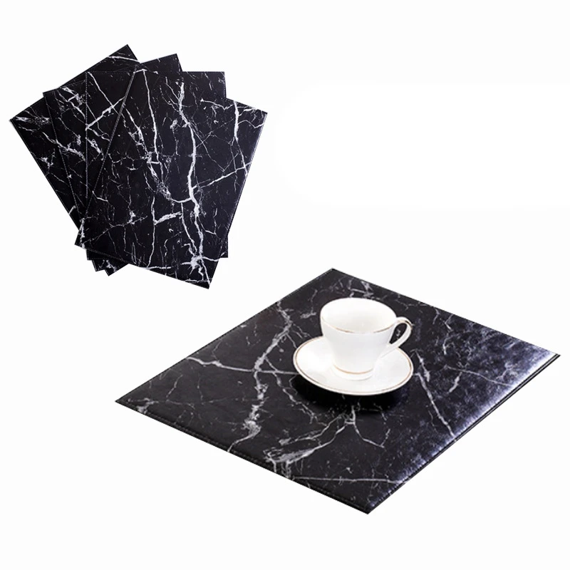 Chic Placemat for Tableware Dining Pad Lattice Waterproof PU Table Mat Placemats Pads Bowl Coaster Kitchen Accessories