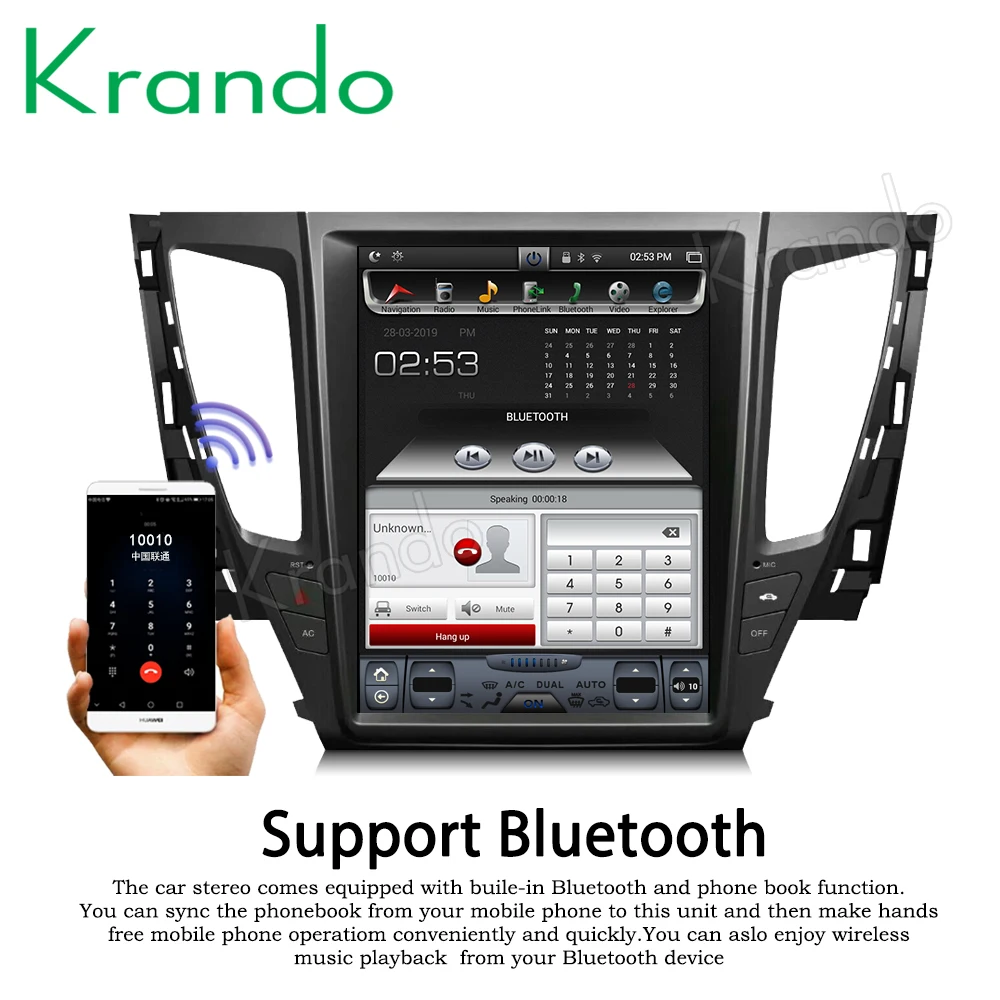 Автомобильный радиоприемник Krando Android 9 0 4 Гб ОЗУ 32 ПЗУ 12 1 дюймов в стиле tesla