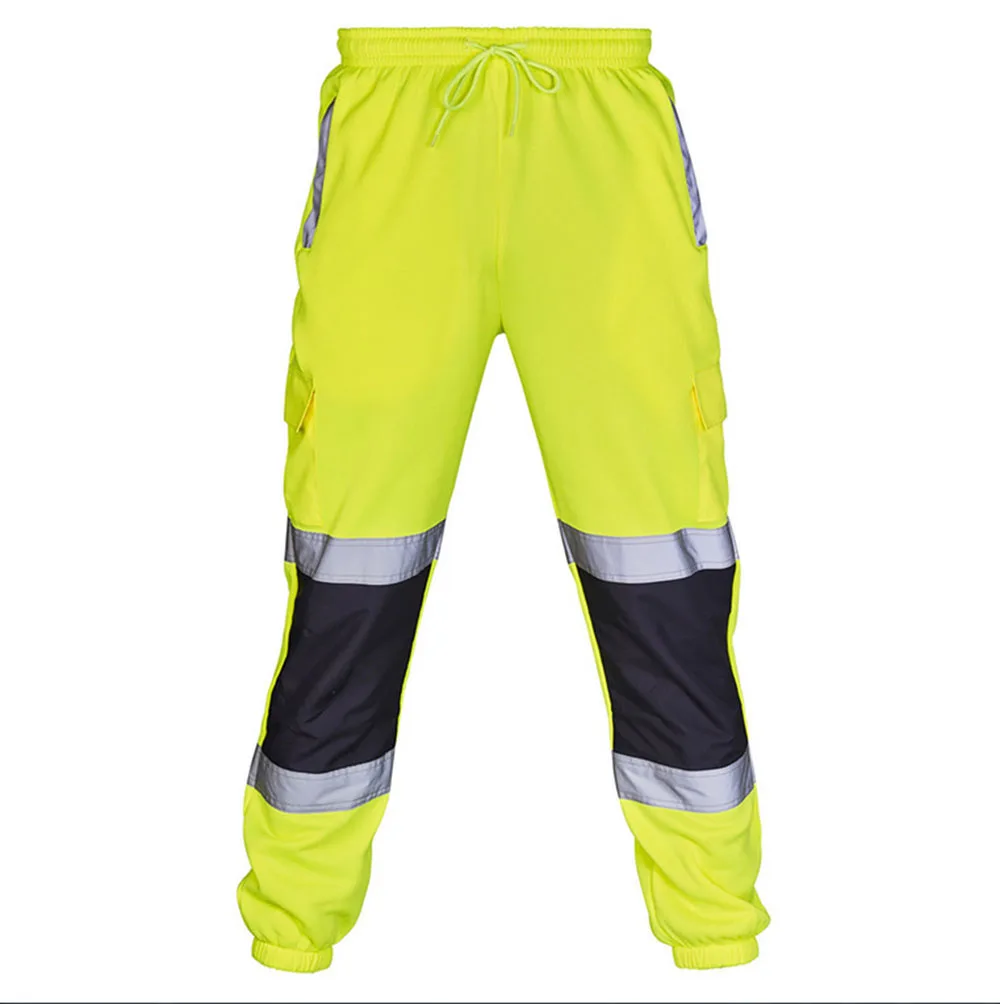 Men's Sweatpants High Visibility Running Reflective Work Pants Lightweight Breathable Casual Loose Carg Motorcycling Trousers