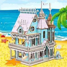 

DIY Assembly Wooden Puzzle 3D Dream Villa Castle Model Educational Kids Toy