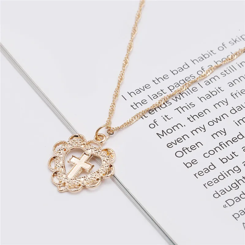 Хрустальный крест чокер с подвеской в форме сердца ожерелье s для женщин простое зимнее ожерелье друзья подарок ювелирные изделия