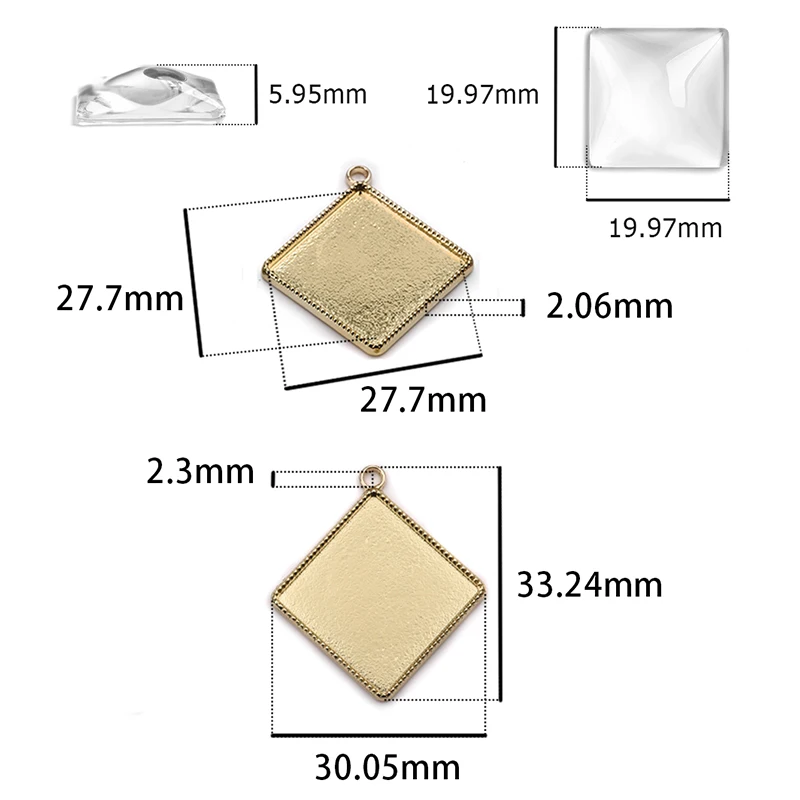 10/16 шт. 20 мм квадратный кабошоны Базовые Настройки камеи лоток Безель амулеты кулон Пустой Лоток для DIY серьги Цепочки и ожерелья ювелирных изделий
