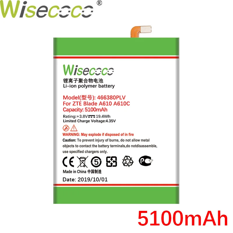 WISECOCO 5100 мАч 466380PLV 466380PVL батарея для zte BLADE A610 A610C A610T BA610C BA610T батарея для мобильного телефона новейшего производства