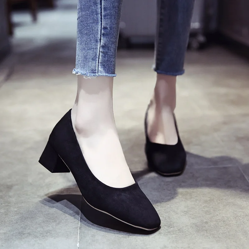 

Fashion Shoes Versatile Network Red Fire 2020 New Style Spring WOMEN'S Shoes Square Head Chunky-Heel Korean-style Business Work